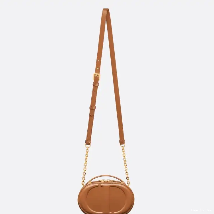 Dior Outlet Oval Bag Dior Signature Camera CD Brown Calfskin 0507